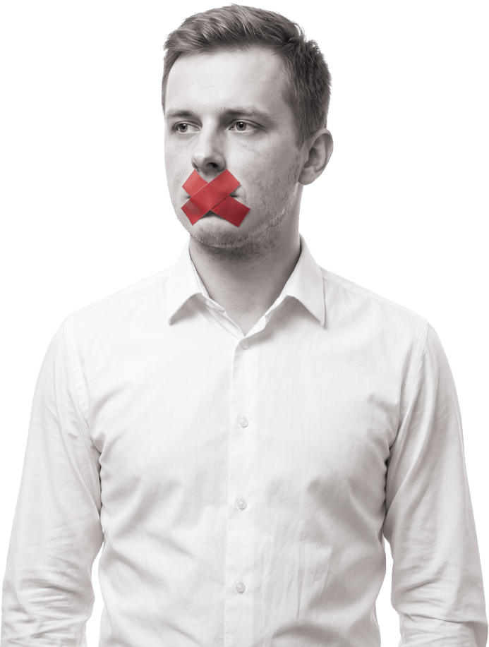 Mężczyzna z zaklejonymi ustami